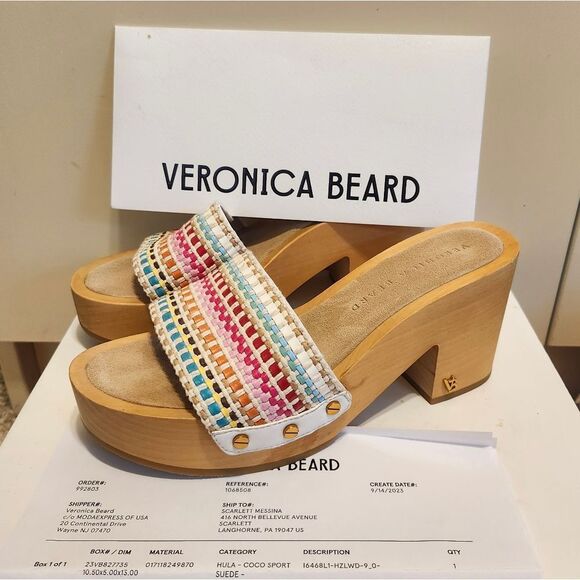 Veronica Beard Hannalee Woven Vamp w/Gold Studs Mules Sz.6.5 Ret.$330 in Dustbag - Picture 1 of 16